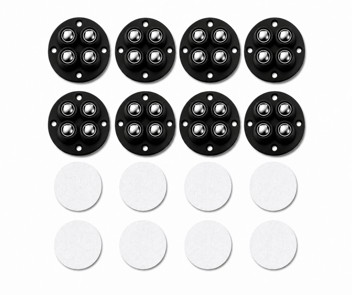 Move Heavy Sofas, Desks , Bookcase & furniture Effortlessly - Colorful 360° Stick-On Furniture 4 STEEL BALLS Wheels