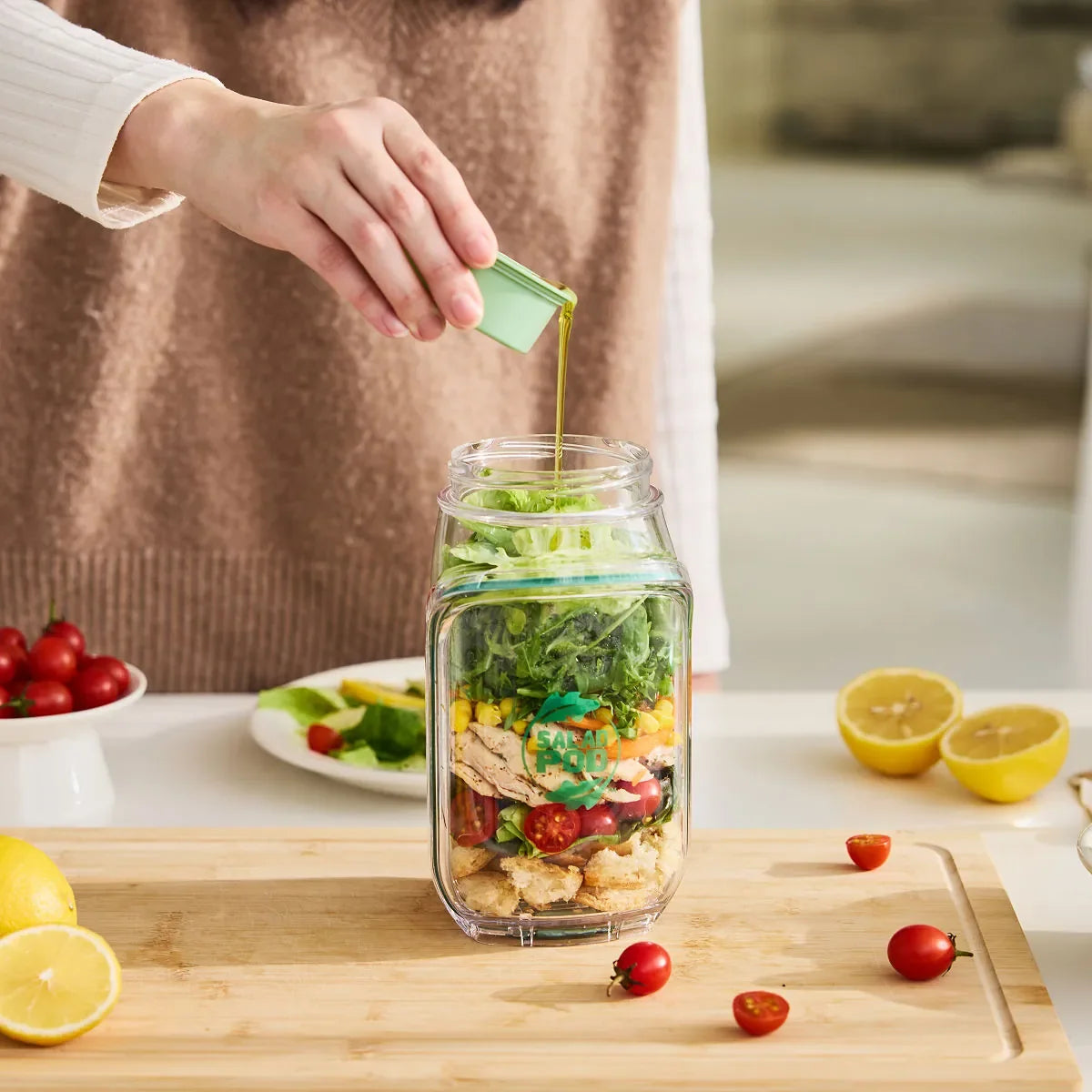 Portable Salad 2 in 1 Jar And Bowl With Cup 1200ml
