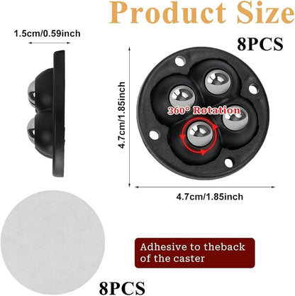 Move Heavy Sofas, Fridges & Almirahs Effortlessly - SmoothRoll 360° Stick-On Furniture 4 STEEL BALLS Wheels