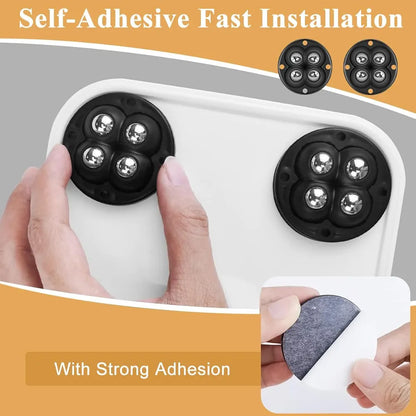 Move Heavy Sofas, Fridges & Almirahs Effortlessly - SmoothRoll 360° Stick-On Furniture 4 STEEL BALLS Wheels