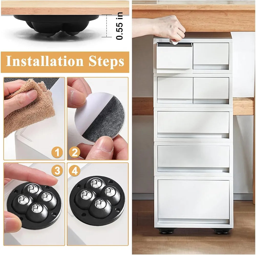 Move Heavy Sofas, Fridges & Almirahs Effortlessly - SmoothRoll 360° Stick-On Furniture 4 STEEL BALLS Wheels