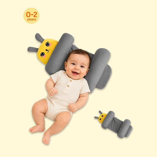 Baby Pillow with Head & Neck Support -Soft Cotton Infant Sleeping Pillow for Flat Head Protection