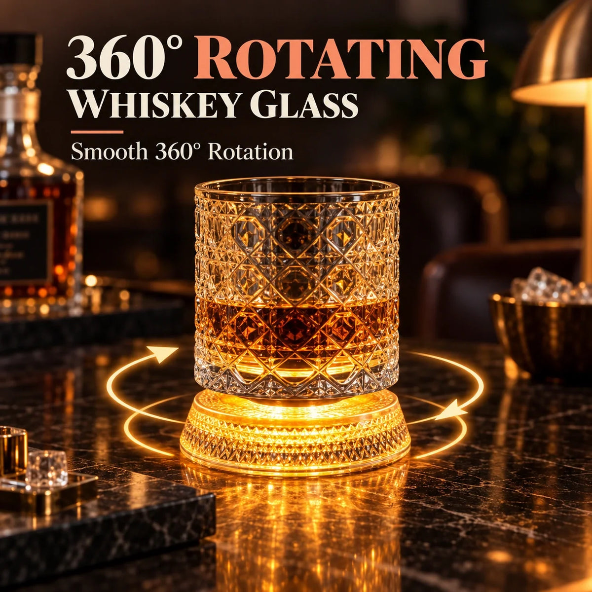 Lifestore™ Luxury Rotating Whiskey Glass with Rotating Coaster
