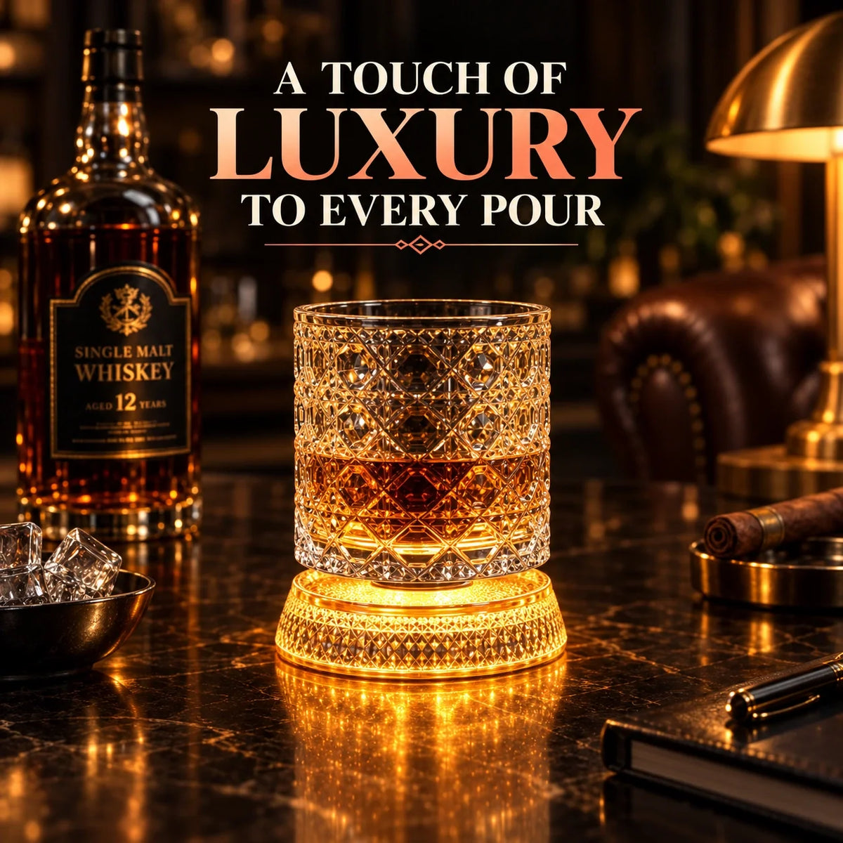 Lifestore™ Luxury Rotating Whiskey Glass with Rotating Coaster