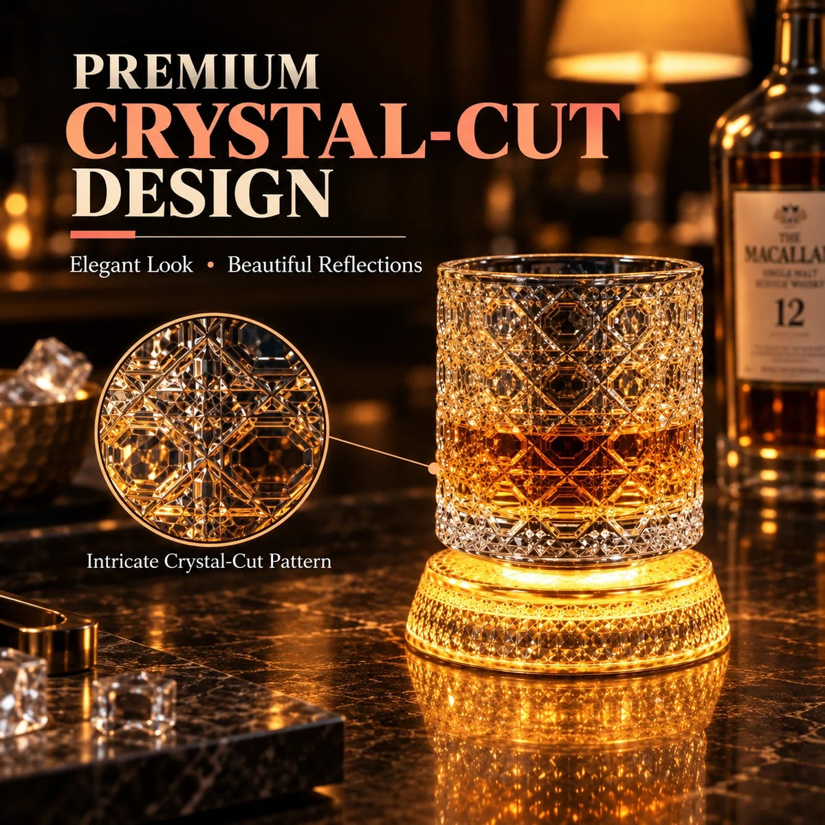 Lifestore™ Luxury Rotating Whiskey Glass with Rotating Coaster