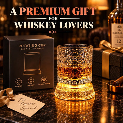 Lifestore™ Luxury Rotating Whiskey Glass with Rotating Coaster