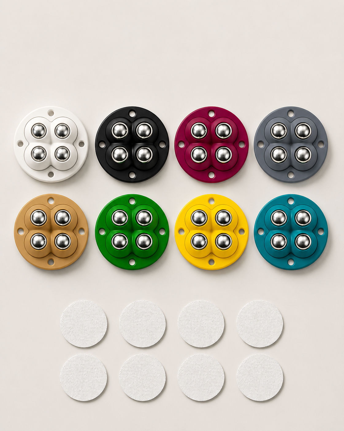 Move Heavy Sofas, Desks , Bookcase & furniture Effortlessly - Colorful 360° Stick-On Furniture 4 STEEL BALLS Wheels