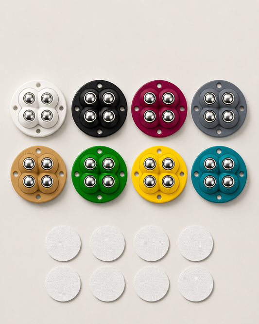 Move Heavy Sofas, Desks , Bookcase & furniture Effortlessly - Colorful 360° Stick-On Furniture 4 STEEL BALLS Wheels