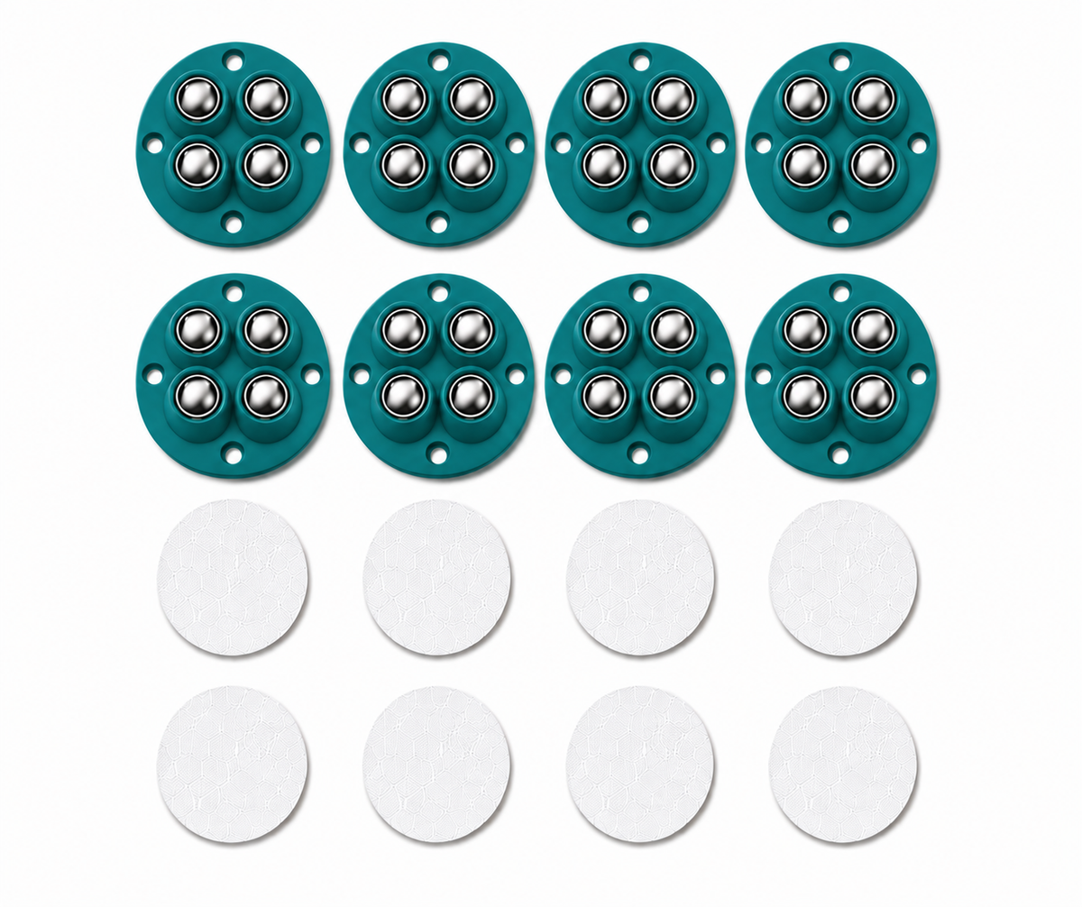 Move Heavy Sofas, Desks , Bookcase & furniture Effortlessly - Colorful 360° Stick-On Furniture 4 STEEL BALLS Wheels