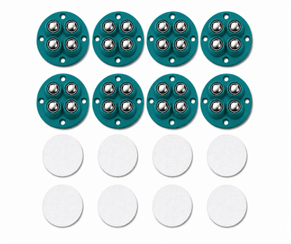 Move Heavy Sofas, Desks , Bookcase & furniture Effortlessly - Colorful 360° Stick-On Furniture 4 STEEL BALLS Wheels