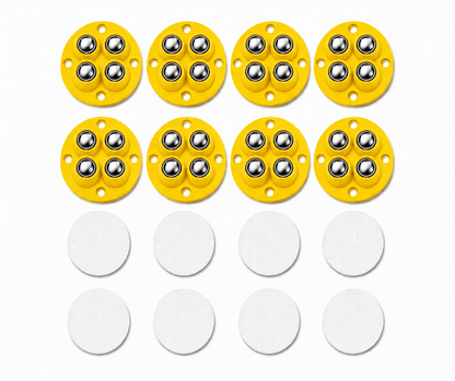 Move Heavy Sofas, Desks , Bookcase & furniture Effortlessly - Colorful 360° Stick-On Furniture 4 STEEL BALLS Wheels