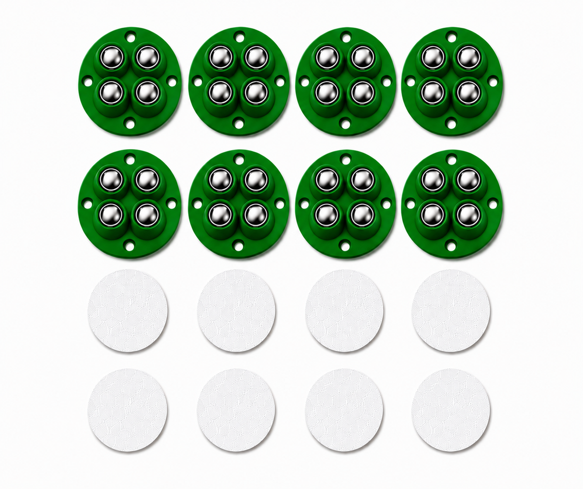 Move Heavy Sofas, Desks , Bookcase & furniture Effortlessly - Colorful 360° Stick-On Furniture 4 STEEL BALLS Wheels