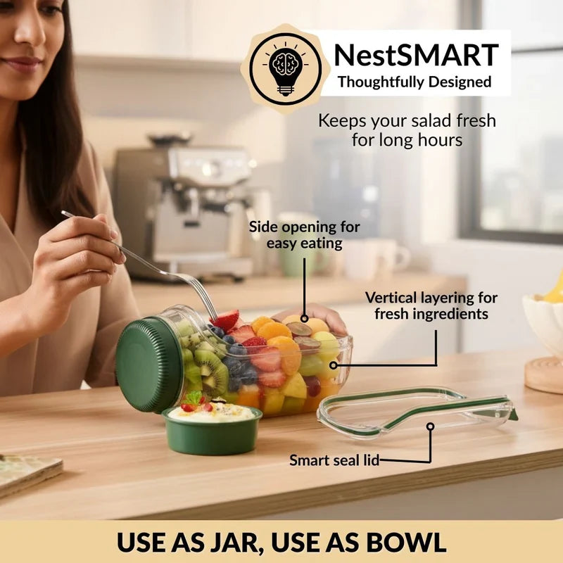 Portable Salad 2 in 1 Jar And Bowl With Cup 1200ml