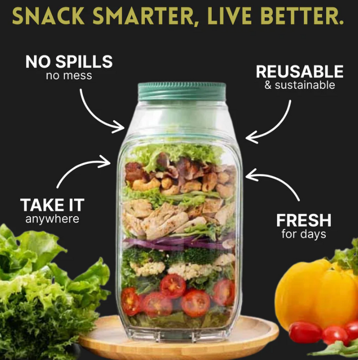 Portable Salad 2 in 1 Jar And Bowl With Cup 1200ml