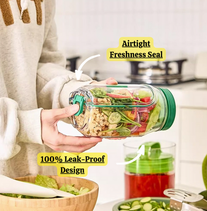 Portable Salad 2 in 1 Jar And Bowl With Cup 1200ml