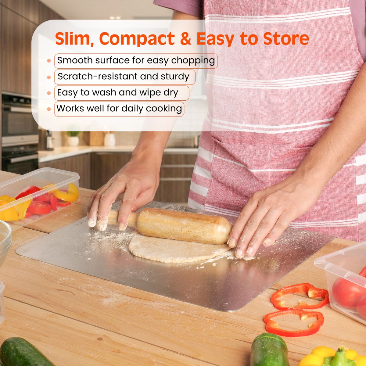 Stainless Steel Chopping Board & Kitchen Countertop - 41 x 31 Cm (Original Big Size).