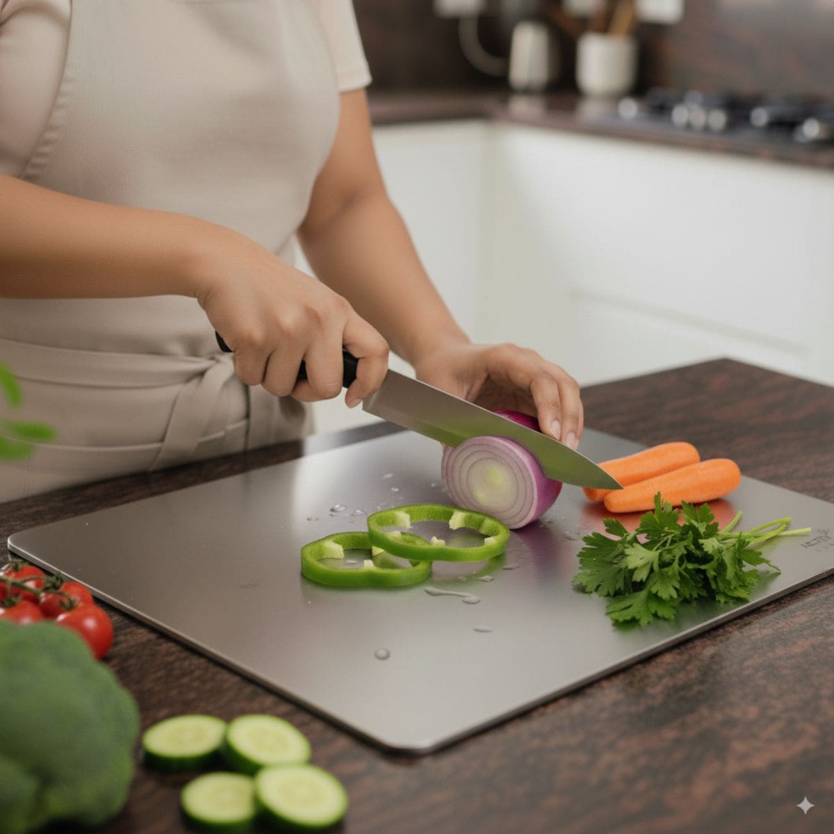 Stainless Steel Chopping Board & Kitchen Countertop - 41 x 31 Cm (Original Big Size).