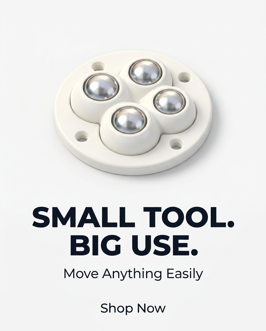 Move Heavy Sofas, Fridges & Almirahs Effortlessly - SmoothRoll 360° Stick-On Furniture 4 STEEL BALLS Wheels