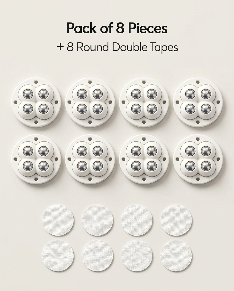 Move Heavy Sofas, Desks , Bookcase & furniture Effortlessly - Colorful 360° Stick-On Furniture 4 STEEL BALLS Wheels