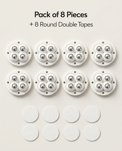 Move Heavy Sofas, Desks , Bookcase & furniture Effortlessly - Colorful 360° Stick-On Furniture 4 STEEL BALLS Wheels