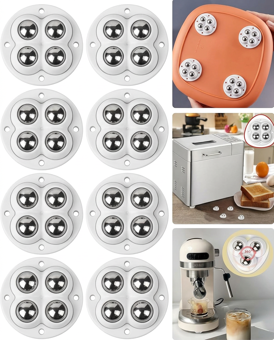 Move Heavy Sofas, Fridges & Almirahs Effortlessly - SmoothRoll 360° Stick-On Furniture 4 STEEL BALLS Wheels