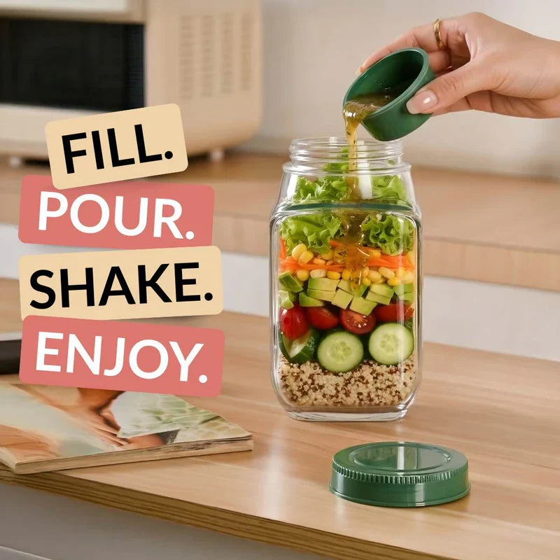 Portable Salad 2 in 1 Jar And Bowl With Cup 1200ml